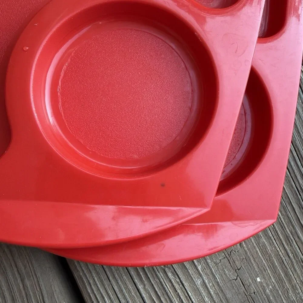 Vintage Fremware No 808 Melamine TV Dinner Snack Trays Set 4 Red White